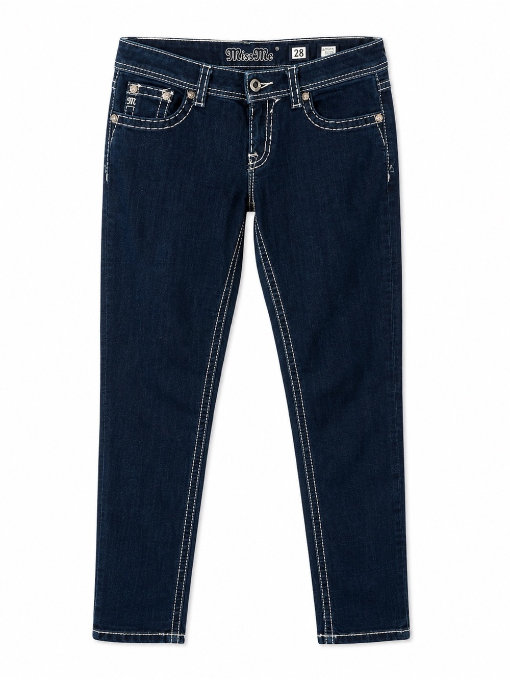 Miss Me Dark Blue Skinny Jeans with Contrast Stitching